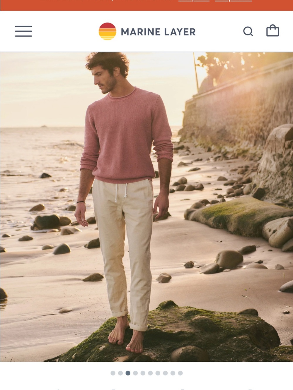 Marine Layer Saturday Stretch Regular Fit Pull-On Drawstring Beach Pants  size M
